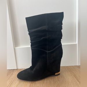 LOUIS VUITTON Ladies Black suede wedge boots.